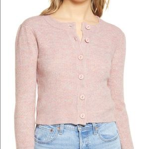 NWT WAYF Pointelle Cardigan in Blush Melange